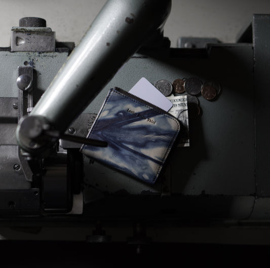 藍染レザーのコンパクト半財布