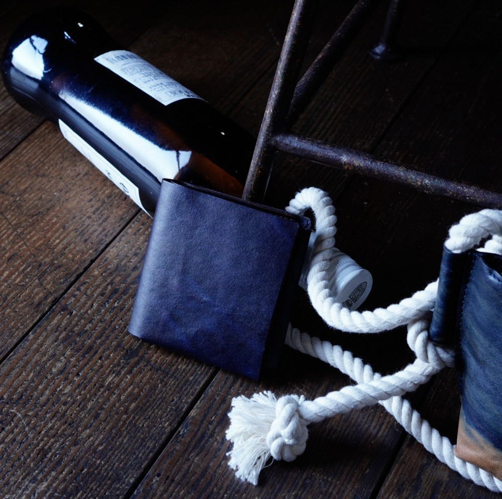 二つ折り財布　ルツールⅡ　藍染めレザー