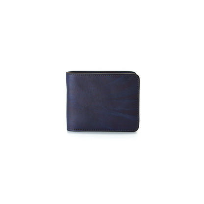 濃い藍染レザーの半財布